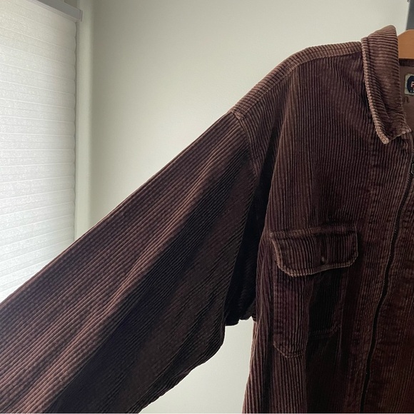 90s Vintage Prefab Sportswear Relaxed Fit Brown Corduroy Jacket Shacket Mens XL - Picture 5 of 10